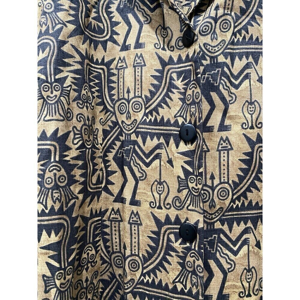 PERUVIAN CONNECTION Tribal Button Front Pima Cotton Maxi Dress sz 8 - Picture 5 of 10
